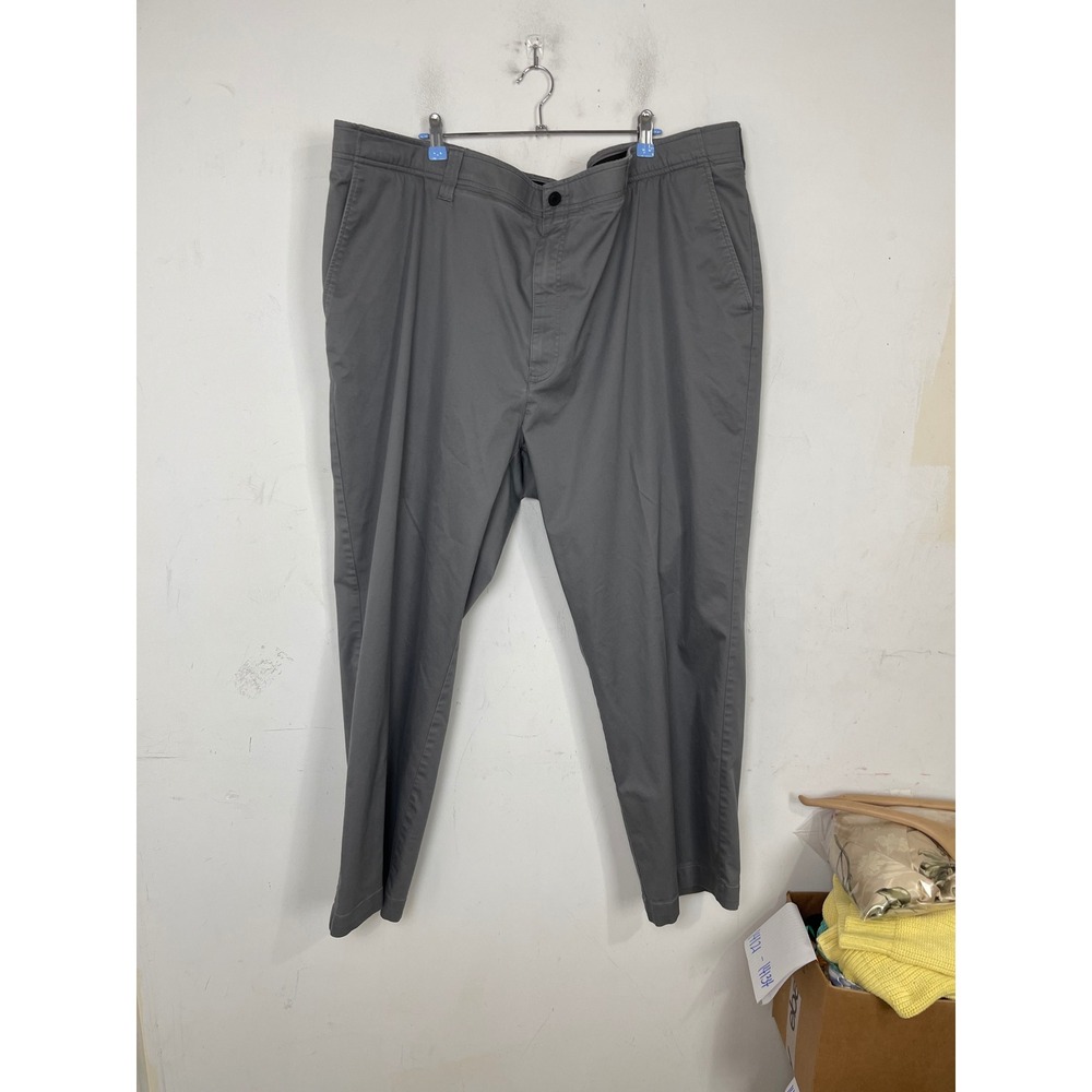 Oak Hill Straight Fit Tech Pant Mens 52x30 Gray‎ Stretch Cotton Blend Chino